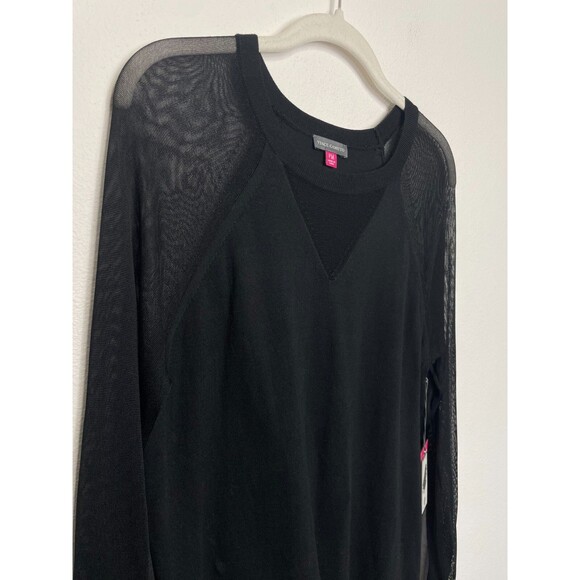 Vince Camuto Medium Modern Voyager Sweater Black Sheer Lace Long Sleeve NWT - Picture 2 of 13